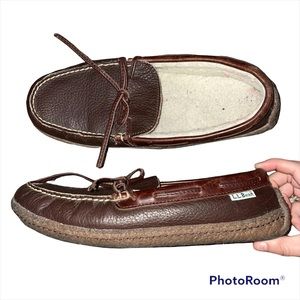 L.L Bean Brown Moccasin Slipper Women Sz 8